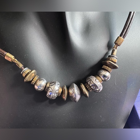 Silpada 925 Sterling Silver Brass Leather Treasured Trinkets Necklace N3237 - Picture 5 of 6